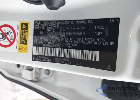 2019 Toyota Highlander Xle z USA, uszkodzony, nr VIN 5TDJZRFH6KS627247